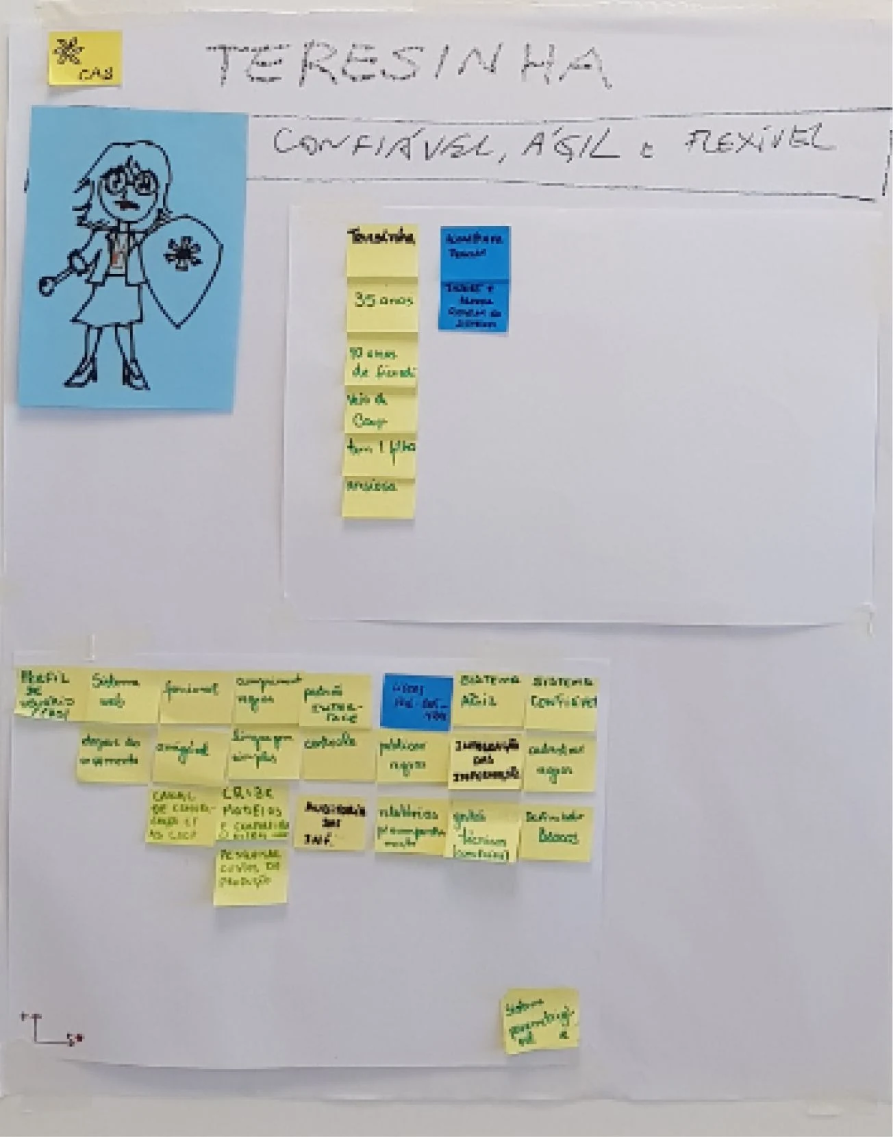 Persona board for the CAS profile, built with sticky notes during the workshop