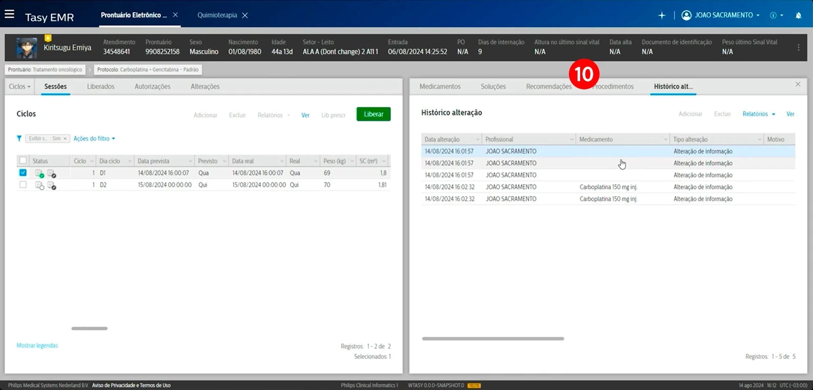Legacy Tasy: change history sub-level loaded inside the same right panel (10)